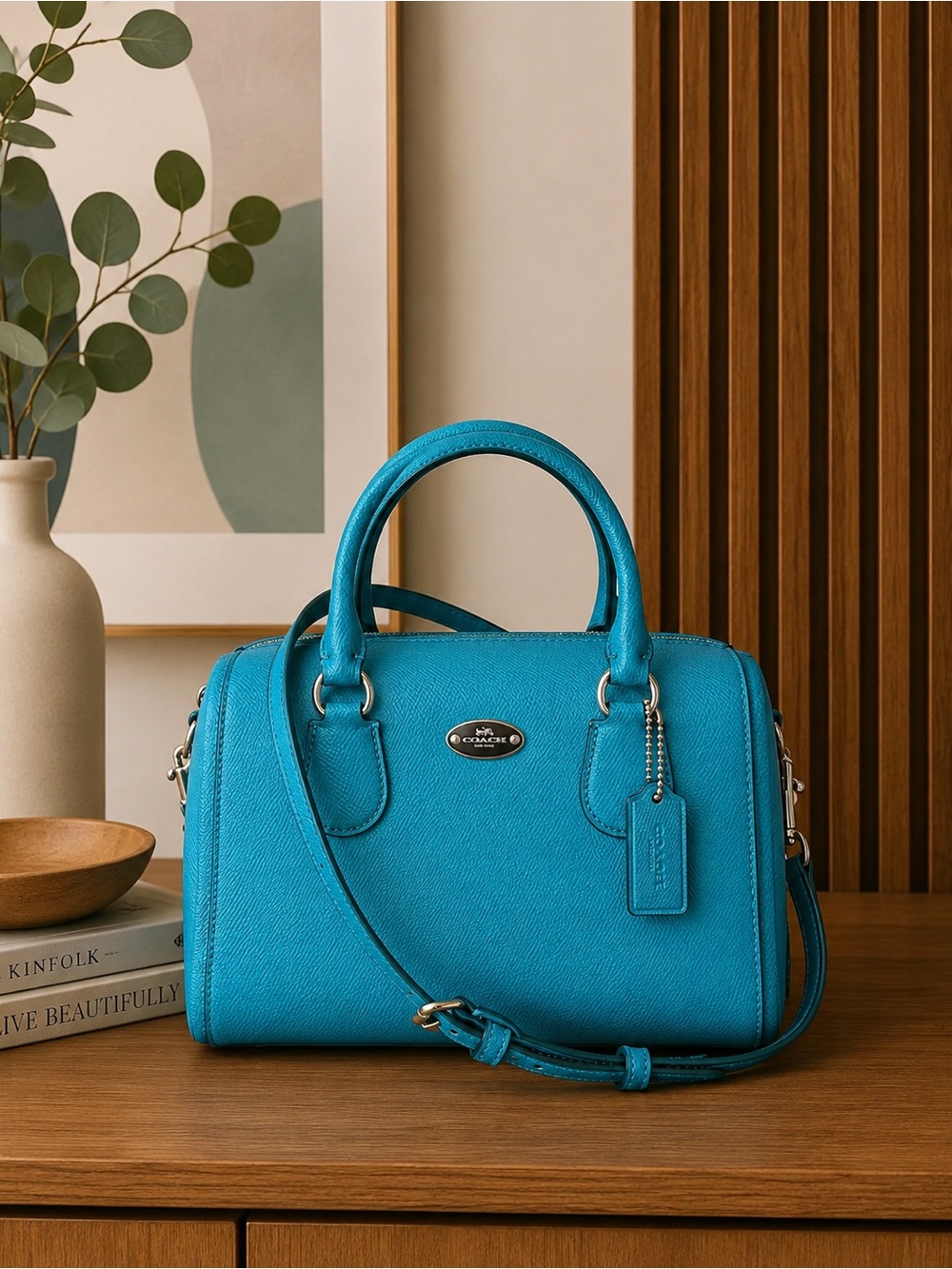 Coach Mini Bennett Satchel Leather
Crossbody Cadet Blue EUC